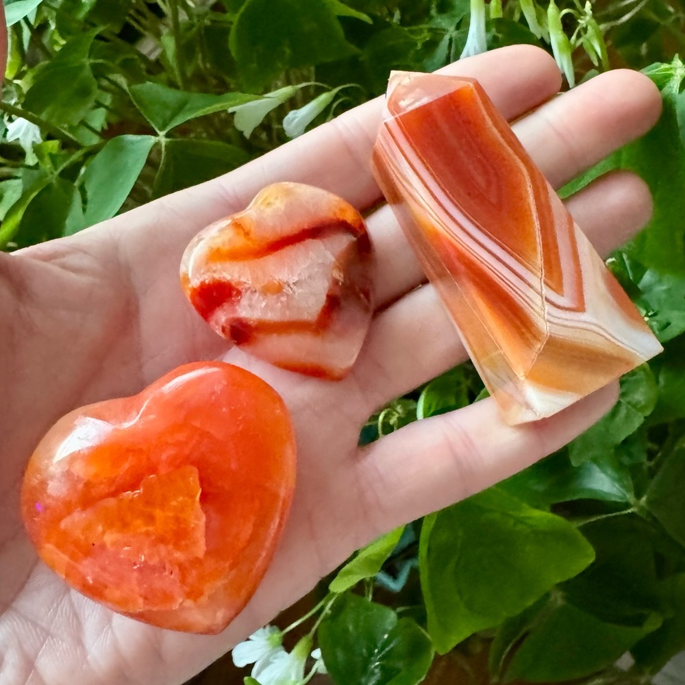 🔥3 Carnelian Crystals: 2 Hearts & 1 Carnelian Tower🔥